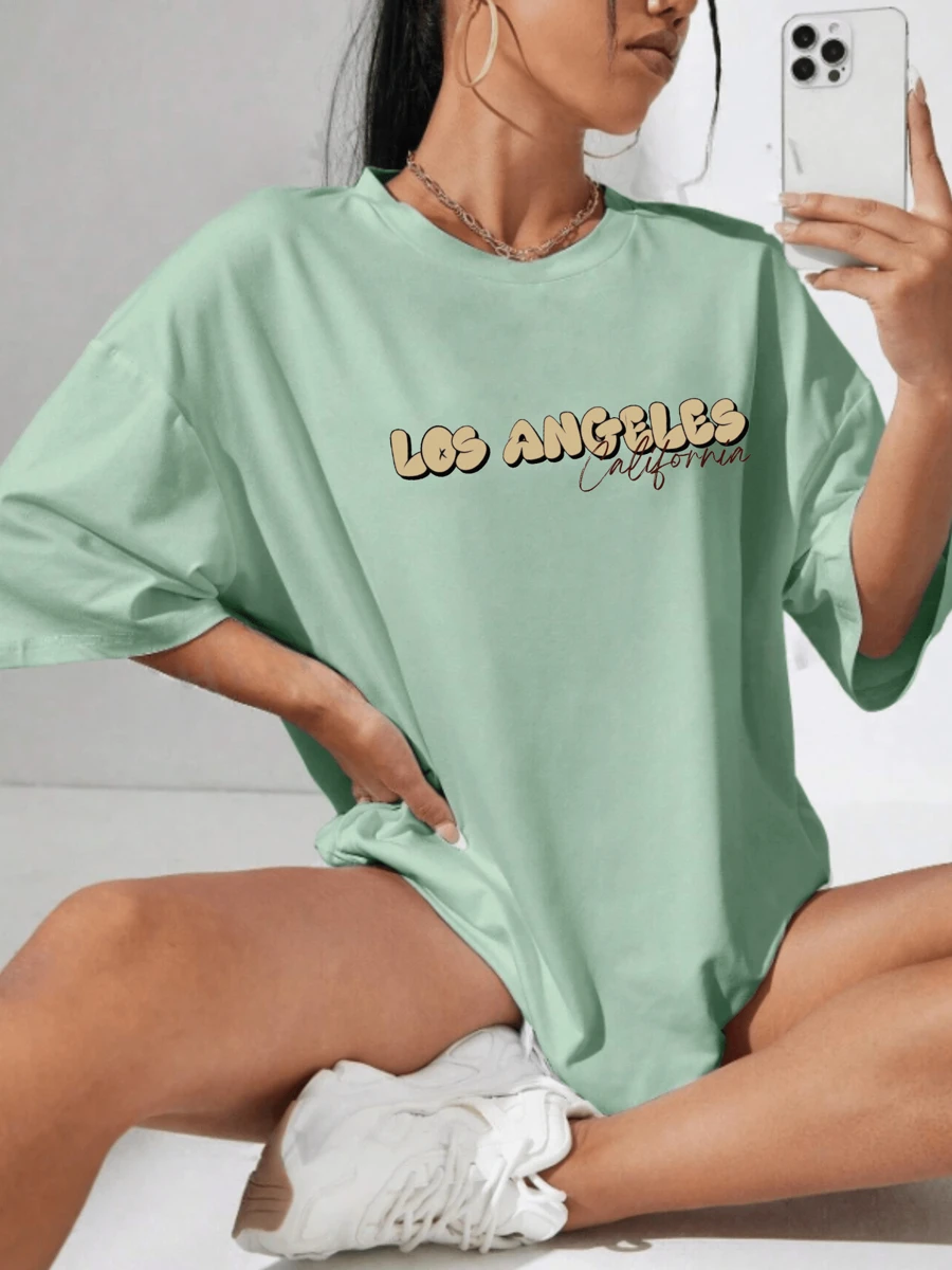 Tumblr T-Shirt Skate Oversized Overtec Los Angeles Graffiti Urban Print Gringa Fashion Lettering Various Colors - Màu xanh Bạc hà - Xem 1
