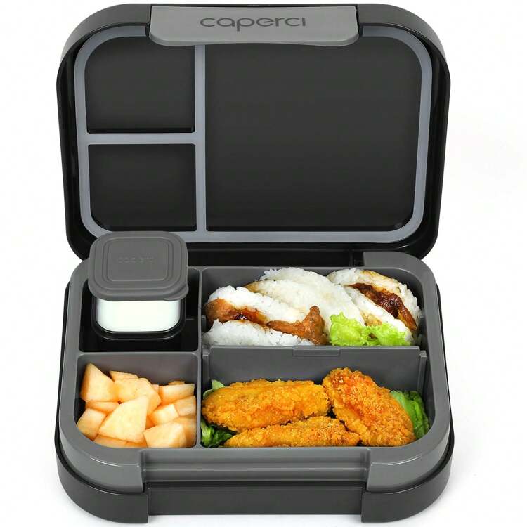 Caixa de Almoço Bento para Adultos de 1,3L, Recipiente à Prova de Vazamento para Preparo de Refeições com 3 ou 4 Compartimentos e Copo para Molho, Lavável na Máquina de Lavar Louça e Micro-ondas - multicolorido - Visão 5