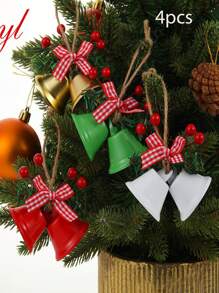 4 件装圣诞气氛金属铃铛吊坠圣诞树装饰吊坠 - 彩色 - 查看 9