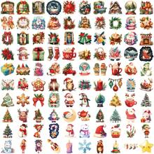 100 张不同圣诞树主题防水 DIY 创意贴纸，笔记本电脑电脑手机智能手机手机壳吉他桌面杯旅行摩托车汽车配件贴纸，圣诞节的完美礼物 - 彩色 - 查看 8