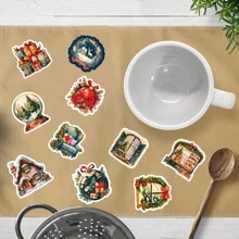 100 张不同圣诞树主题防水 DIY 创意贴纸，笔记本电脑电脑手机智能手机手机壳吉他桌面杯旅行摩托车汽车配件贴纸，圣诞节的完美礼物 - 彩色 - 查看 3