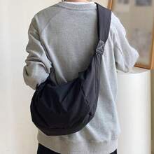 1 件休闲尼龙斜挎包，大容量多功能邮差包，街头风格男士包单肩包斜挎包圣诞节冬季圣诞礼物侧包斜挎包笔记本电脑礼物感恩节秋季旅行假日手提包骑士包徒步旅行学生多功能户外便携时尚休闲度假趣味礼品包夏季返校包春季学校用品单肩包学生单肩包侧包时尚男士包帆布手提包 - 黑色 - 查看 1