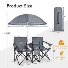 Lifezeal Folding Picnic Double Chair W/Umbrella Table Cooler Beach Camping Turquoise\Black\Red\Gray