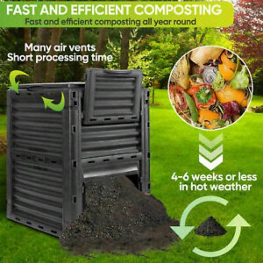 80 Gallon Garden Composter Bin Fast Creation Of Fertile Soil Compost