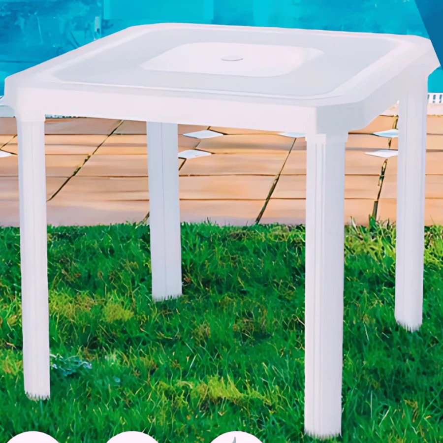 White Square Plastic Detachable Table For Garden Area Parties Bar Home - trắng - Xem 1