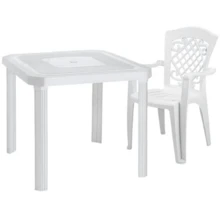 White Square Plastic Detachable Table For Garden Area Parties Bar Home - trắng - Xem 3