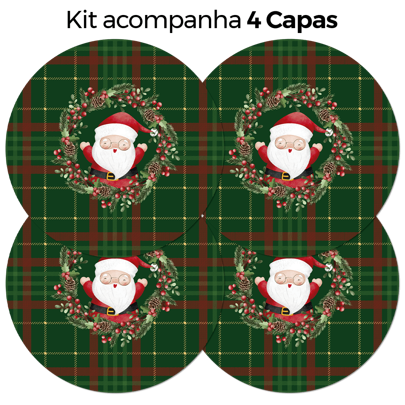 Kit com 4 Capas para Sousplat Decorativas 35X35 cm Natalino Papai Noel FABRICAÇÃO PRÓPRIA E !
