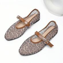 Modische Leoparden Muster Mesh Druckknopf Flache Schuhe