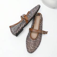 Modische Leoparden Muster Mesh Druckknopf Flache Schuhe