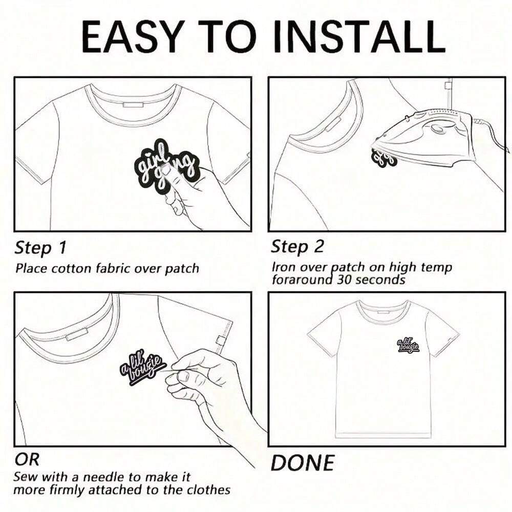 2/4/6/12 Pcs 'A Lil'Bougie' And 'Girl Gang' Embroidered Patches Iron