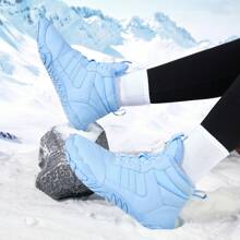 1 双女式户外徒步雪地靴，防水，保暖内衬，保暖，全新旋转扣设计，五指防滑鞋底 - 淺蘭 - 查看 5