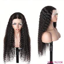 Jerry Curly Human Hair Wigs Glueless Pre Cut Lace Human Hair Wigs 13x4 HD Lace Frontal Wigs 100% Real Glueless Wigs Friendly For Beginners Pre Cut Deep Wave Lace Front Wigs 250% Density No Glue Wigs - 黑色 - 查看 9