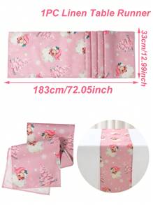 1 件 33 * 183 厘米圣诞风格桌旗，粉色圣诞老人设计厚亚麻桌旗，桌布是家庭圣诞派对房间餐桌家居装饰的完美装饰，2025 新年装饰用品，圣诞节装饰，圣诞饰品，圣诞装饰，圣诞装饰 - 粉紅聖誕老人 - 查看 2