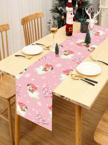 1 件 33 * 183 厘米圣诞风格桌旗，粉色圣诞老人设计厚亚麻桌旗，桌布是家庭圣诞派对房间餐桌家居装饰的完美装饰，2025 新年装饰用品，圣诞节装饰，圣诞饰品，圣诞装饰，圣诞装饰 - 粉紅聖誕老人 - 查看 7