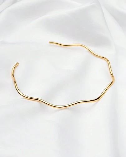 Choker Aro Ondas Regulável  Banhado a Ouro 18K - D France Semijóias.