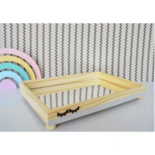 Tray Decoration Pine Wood Strip Gray Eyelashes Bedroom Countertop Storage Organizer Hygiene B104 - 灰色 - 查看 2