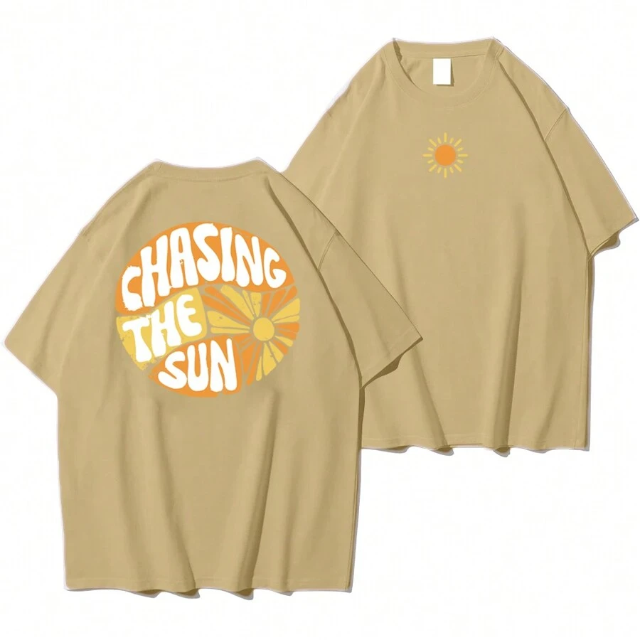 Shirt Basic T-Shirt "Chasing The Sun" - Khaki - View 1