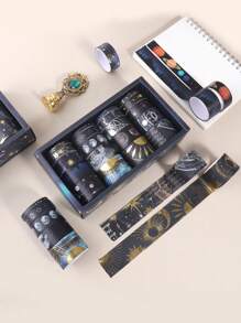 20卷盒装浩瀚星系列烫金和纸胶带 学生日记装饰材料 创意可爱手账胶带 (6卷/12卷/20卷) - 彩色 - 查看 9