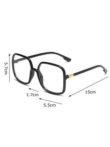 1 Pair Unisex Square Frame Casual Everyday Eyeglasses, Computer Glasses, Fashion Versatile Glasses For Women Plus Size, Non-Prescription Suitable For Myopia - Black - View 4