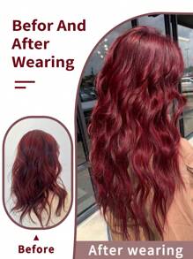 Set de 4 piezas de extensiones de cabello color vino tinto de 22 pulgadas, resistentes al calor, de fibra sintética de onda natural de agua, para mujeres y niñas, para uso diario y fiestas