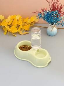 1 bộ bát nhựa cho thú cưng có bình nước, bát ăn & uống tiết kiệm cho chó/mèo, bát đựng thức ăn & nước đôi - Nhiều màu - Xem 16