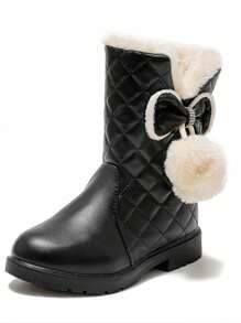 Botas de nieve para niñas, nueva versión coreana de invierno con estilo, botas para niños antideslizantes y con forro térmico, botas medianas tipo princesa cálidas para niños