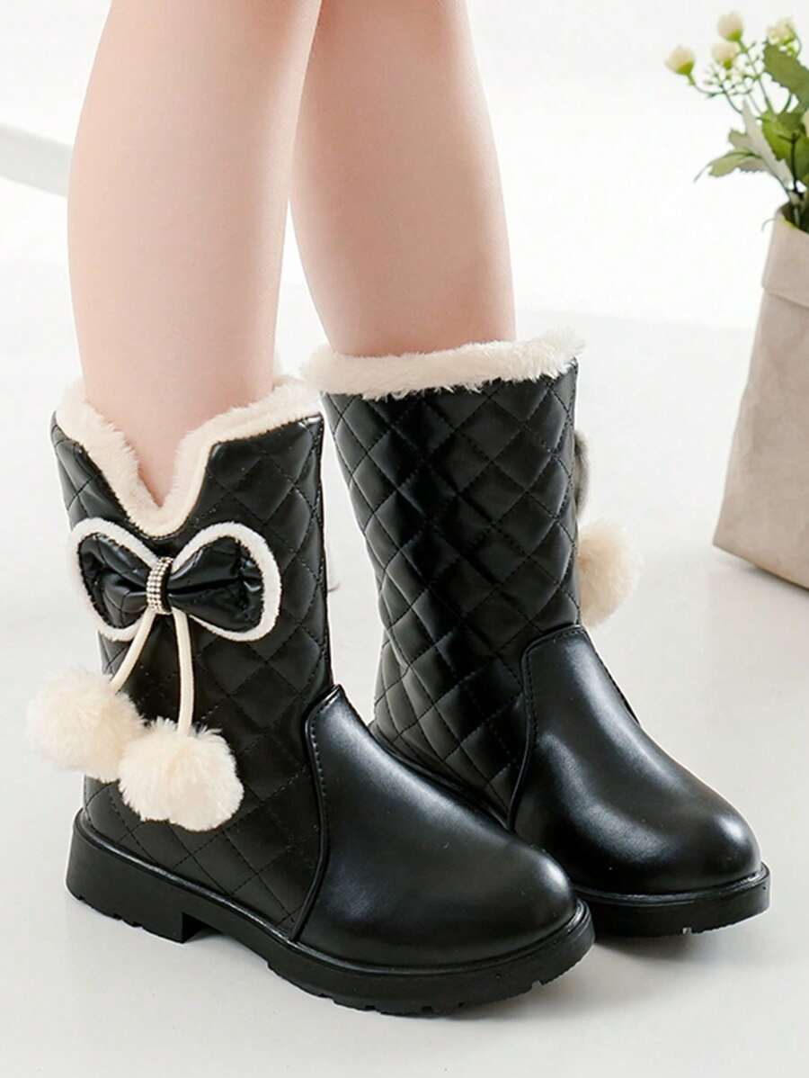 Botas de nieve para niñas, nueva versión coreana de invierno con estilo, botas para niños antideslizantes y con forro térmico, botas medianas tipo princesa cálidas para niños