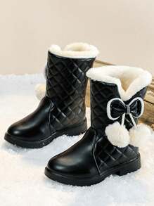 Botas de nieve para niñas, nueva versión coreana de invierno con estilo, botas para niños antideslizantes y con forro térmico, botas medianas tipo princesa cálidas para niños