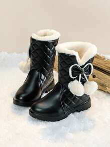 Botas de nieve para niñas, nueva versión coreana de invierno con estilo, botas para niños antideslizantes y con forro térmico, botas medianas tipo princesa cálidas para niños