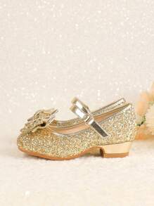 Girls Kids Children Mary Jane High Heel Wedding Banquet Formal Dress Party Ballet Flower Girl Princess Shoes - Gold - View 6
