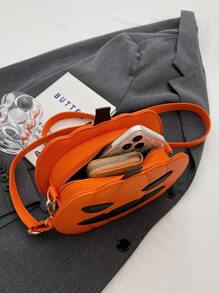 Sac à l'épaule et mode pour Halloween, sac à bandoulière à tête de citrouille de dessin animé mignon et de grande capacité, sac à main texturé parfait pour les fêtes d'Halloween, la mode gothique et les costumes