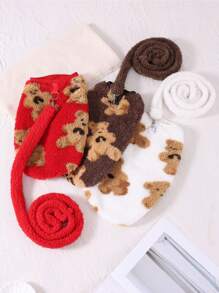 2件套宠物秋冬季毛绒牵引绳秋冬季柔软舒适毛绒衣服胸背带宠物保暖用品 - 彩色 - 查看 5