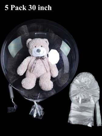 Large Clear Balloons For Stuffing, 5pack 30inch Stretched Extra Wide Mouth BoBo Balloons, Giant Transparent Balloons For Valentine's Day/Mother's Day/Wedding/Birthday Party Decoration