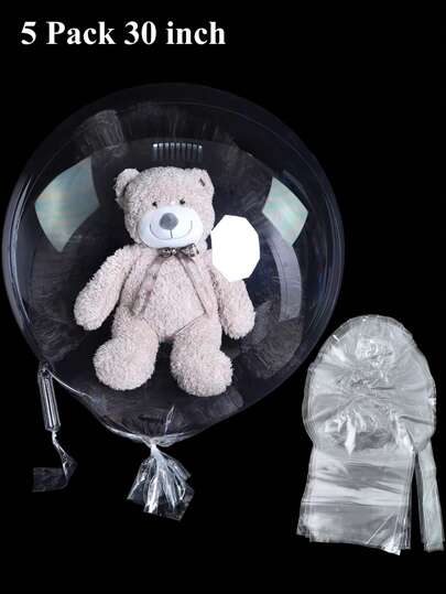 Large Clear Balloons For Stuffing, 5pack 30inch Stretched Extra Wide Mouth BoBo Balloons, Giant Transparent Balloons For Valentine's Day/Mother's Day/Wedding/Birthday Party Decoration