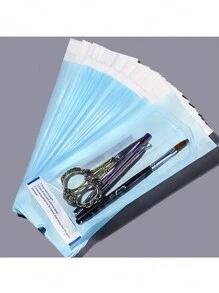 Paquete de 200 bolsas de esterilización autosellantes para herramientas de manicura, kits de eliminación y limado de uñas, bolsas de almacenamiento de instrumentos resistentes a altas temperaturas, suministros para uñas, herramientas para uñas, herramientas de arte para uñas, de vuelta a la escuela, uñas, herramientas para uñas postizas, herramientas de manicura y pedicura - Azul - Ver 7