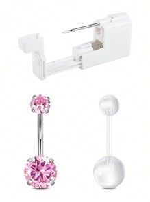 CIZME Belly Button Piercing Kit Gun Belly Piercing Kit Belly Button Piercing Gun Navel Piercing Kit Self Belly Button Ring Piercing Kit Silver Gold Black Pink Blue Disposable Belly Piercing Gun At Home Dangle Belly Button Ring - Multicolor - View 42