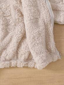 3 Stücke Mädchen Winter Outfit Set: Plüschbär Muster Fleecejacke, Hose und Mini Umhängetasche