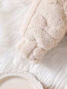 3 Stücke Mädchen Winter Outfit Set: Plüschbär Muster Fleecejacke, Hose und Mini Umhängetasche
