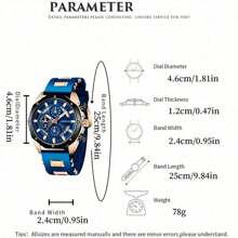 Relojes deportivos de silicona de lujo de marca superior para hombres, reloj de cuarzo para hombres con fecha y cronógrafo - Negro - Ver 3