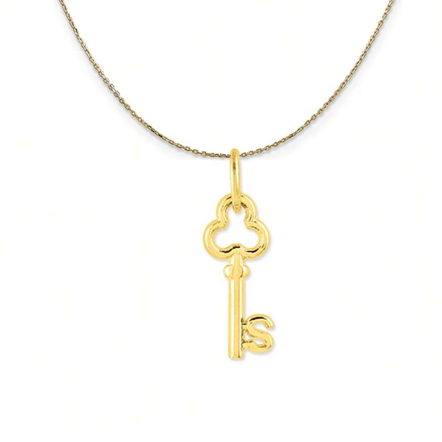 The Black Bow 14k Yellow Gold Hannah Mini Initial S Shamrock Key