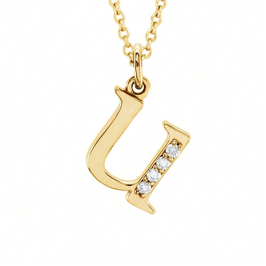 The Black Bow The Abbey 14k Yellow Diamond Lower Case Initial 'u