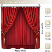 1 pezzo/4 pezzi Set bagno con tendina da palcoscenico teatrale vintage, tendina da doccia con sfondo di palcoscenico classico, tappetino da bagno, copri wc, tappetino antiscivolo a forma di U, tenda divisoria impermeabile per bagno, accessori per la decorazione della casa, set per la decorazione del bagno, con 12 ganci a forma di C inclusi, accessori per il bagno estivi, articoli di ritorno a scuola, 180 cm x 180 cm