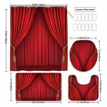 1 pezzo/4 pezzi Set bagno con tendina da palcoscenico teatrale vintage, tendina da doccia con sfondo di palcoscenico classico, tappetino da bagno, copri wc, tappetino antiscivolo a forma di U, tenda divisoria impermeabile per bagno, accessori per la decorazione della casa, set per la decorazione del bagno, con 12 ganci a forma di C inclusi, accessori per il bagno estivi, articoli di ritorno a scuola, 180 cm x 180 cm
