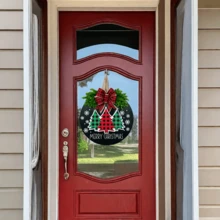 1 pieza Percha de madera para corona de Navidad, decoración festiva de árbol de Navidad, corona de Navidad para la puerta principal - Rojo - Ver 4