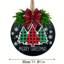1 pieza Percha de madera para corona de Navidad, decoración festiva de árbol de Navidad, corona de Navidad para la puerta principal - Rojo - Ver 2