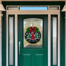 1 pieza Percha de madera para corona de Navidad, decoración festiva de árbol de Navidad, corona de Navidad para la puerta principal - Rojo - Ver 6