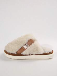 女士保暖防滑室内家居拖鞋，毛绒拖鞋，2023/2024 冬季新款 - 米色 - 查看 6