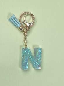 1 件树脂字母钥匙扣首饰，手工首饰，适用于女士包包、配饰、吊饰、手机配件外壳、汽车吊坠、亮片 - 多色 - 查看 26