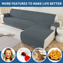 Vỏ sofa Ystyle có bán đảo trái phải, Vỏ sofa góc đa năng, Vỏ sofa Chaise Longue co giãn, Vỏ sofa hình chữ L - Màu xám đen - Xem 4