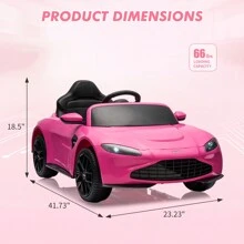 12V Kids Ride On Car Licensed Electric Sports Car Toy For Toddles Battery Powered Car - 粉色 - 查看 3